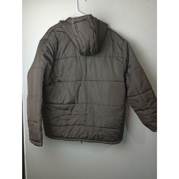 Vtg Cherokee Mens Puffer Jacket XL Hooded Winter Chocolate Brown Pocket Outdoor - Picture 6 of 6